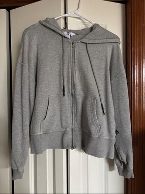 JoyLab Light Grey Full-Zip Hoodie with Drawstring